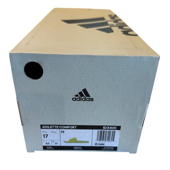 Adidas Men's Adilette Comfort Slides Neon Green Size  Slip On Comfort Sz 17 NIB - Picture 7 of 8